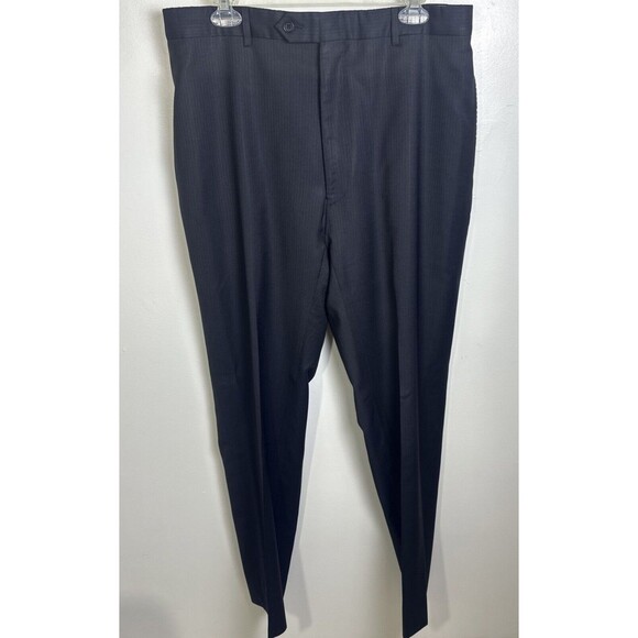 Pronto Uomo Platinum Pinstripe Suit Black 100% Wool size 44L 36 Waist - Picture 5 of 16